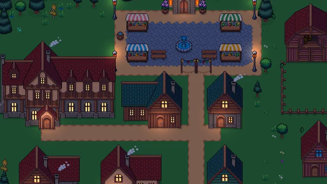 The town at dusk