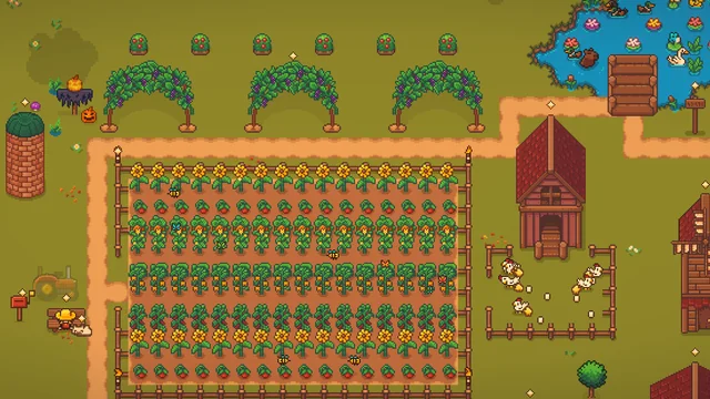 The same farm in autumn, with Halloween's pumpkins and scarecrow