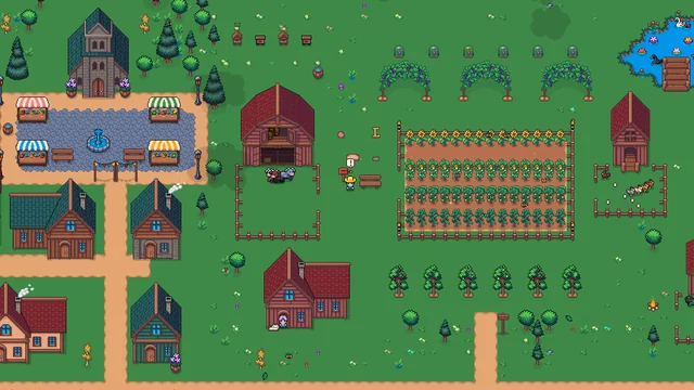 The town and the farm side by side